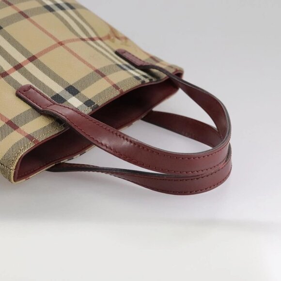 BURBERRY Nova Check Hand Bag PVC Leather Beige Auth 105625 - Picture 8 of 16